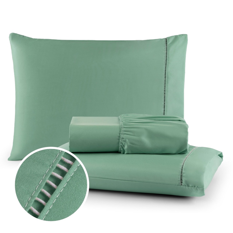 Jogo de Lençol 400 Fios Micro percal Ponto Palito – 3 Peças | Casal, Queen, King, Solteiro e Berço