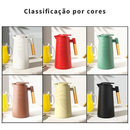 Garrafa Térmica Nórdica 1L com Termômetro Digital – Design Premium em Madeira para Café e Chá!