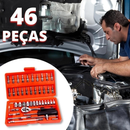 Kit De Ferramentas 46 Peças Jogo De Soquetes Chave Catraca Reversível Com Maleta Jogo Completo
