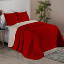 Kit Colcha Cobre Leito Casal 3 Peças Dupla Face Matelado – Toque Macio, Porta-Travesseiros, 100% Poliéster