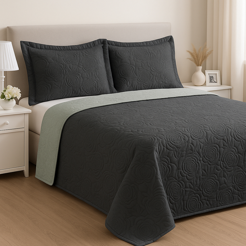 Kit Colcha Cobre Leito Casal 3 Peças Dupla Face Matelado – Toque Macio, Porta-Travesseiros, 100% Poliéster