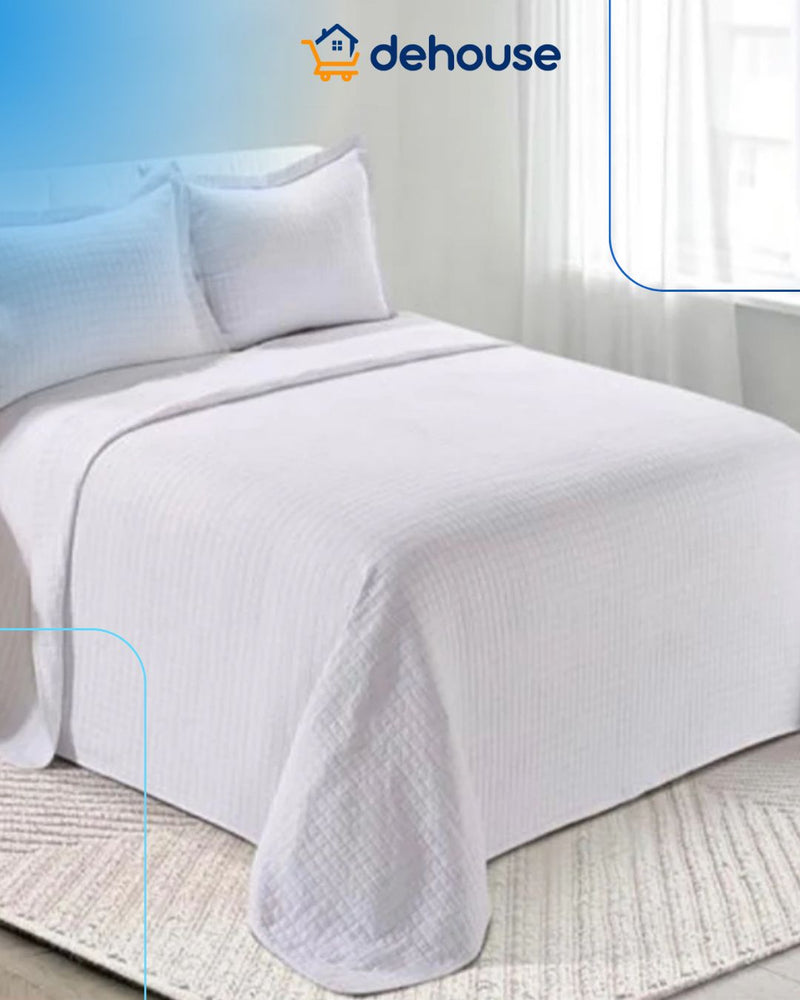 Kit Colcha Cobre Leito Casal 3 Peças Dupla Face Matelado – Toque Macio, Porta-Travesseiros, 100% Poliéster