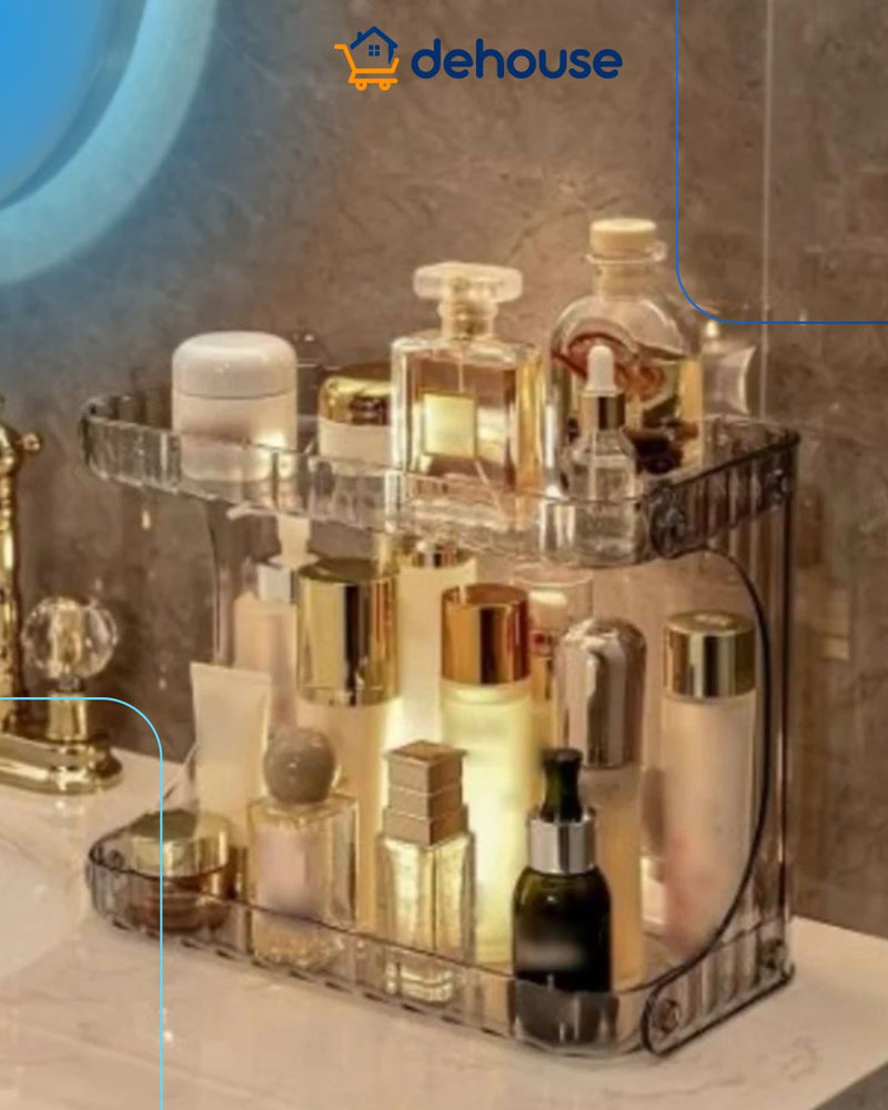 ✨ Organizador Diamante em Acrílico – A Prateleira dupla para Maquiagens e Produtos de Beleza